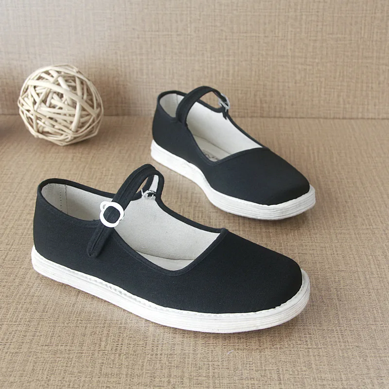 

Women's Breathable Square Mouth Buckle Old Beijing Black Thin Shoes Low-top Shoes Middle-aged Summer Breathable Strong Cloth Sol