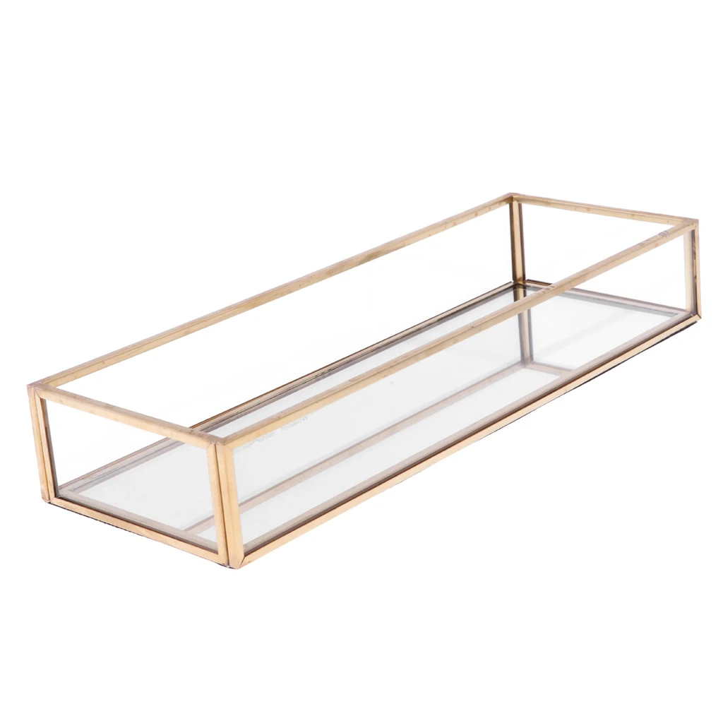 Geometric Glass Jewelry Tray Makeup Holder Organizer Terrarium Succulent Plant Planter Home Table Decor