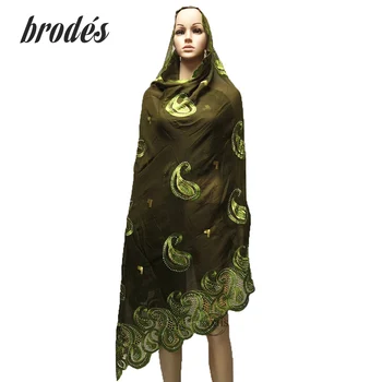 

2019 Latest African Women Scarf muslim embroidery scarf big scarf for shawls wraps 100% cotton scarf