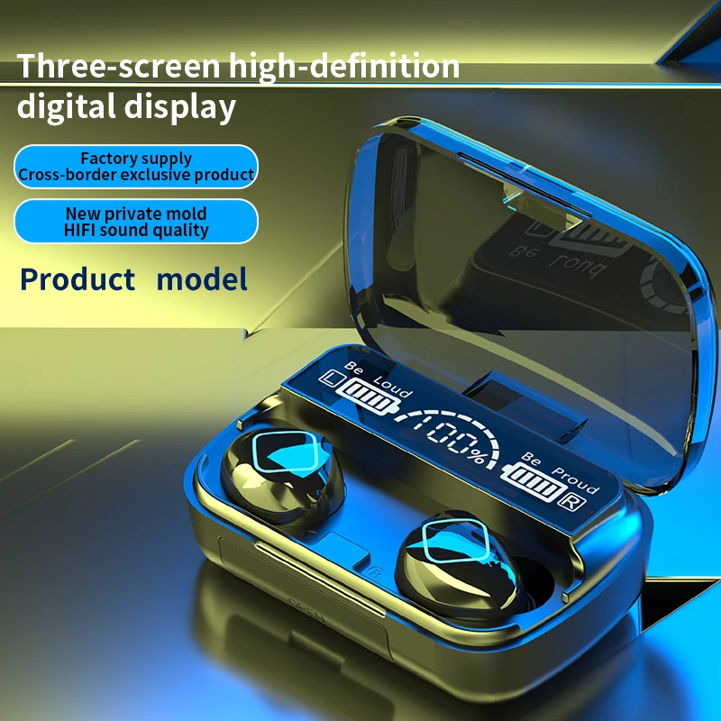 Hot TWS 5 1 Bluetooth Headset Sports Wireless LED Display Ear Hook Running Earphones IPX7 Waterproof Erbuds with Microphones