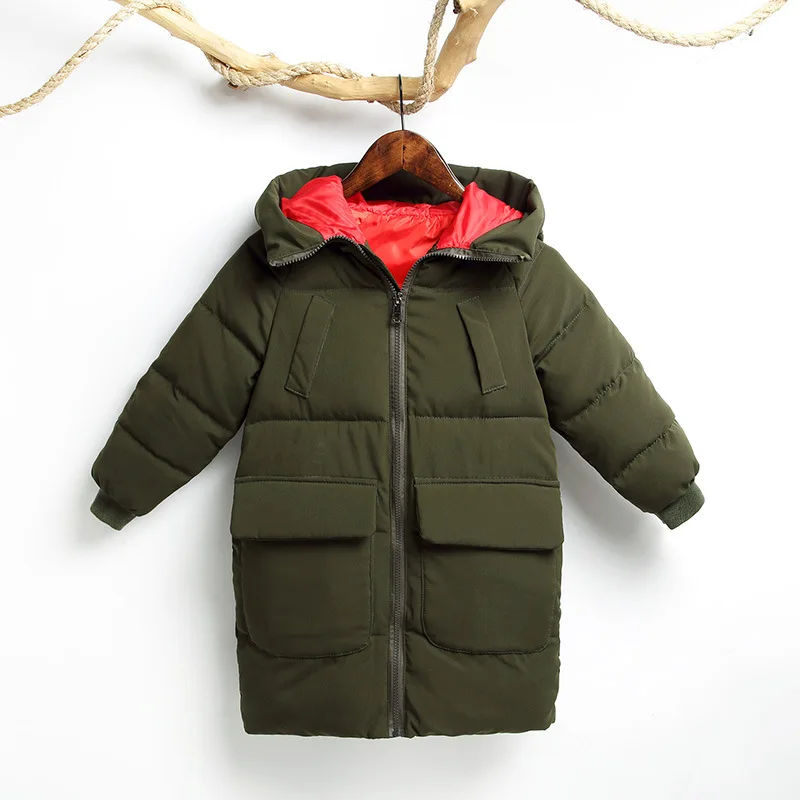 Новая куртка для мальчиков зимнее толстое Детское пальто с капюшоном размеры от 3 до 10 лет Осень-зима 9BBT010 - Цвет: Армейский зеленый