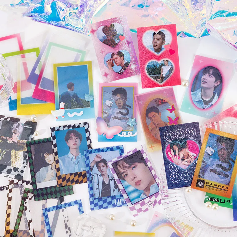 

20pcs/Lot Kawai Laser Glittery PET Love Heart 3 inch Photocard Frame Photo Decoration Idol Card Frame