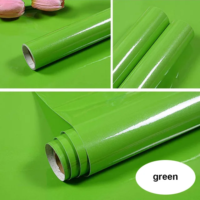 White DIY Decorative Sticker Old Furniture Renovation Self-Adhesive Wallpaper Kitchen Cabinet Wardrobe PVC Waterproof Wall Paper Flash point Green