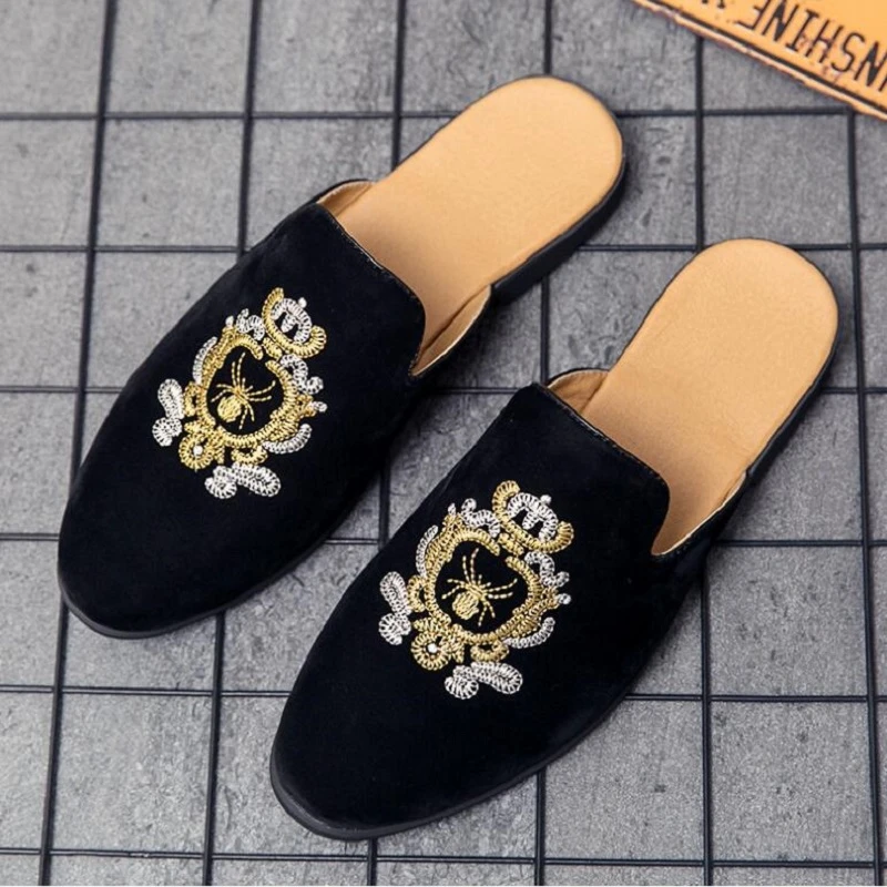 Zapatillas sin cordones con espalda descubierta para hombre, de terciopelo, Micro gamuza, para persona perezosa, 1H1|Zapatillas| - AliExpress