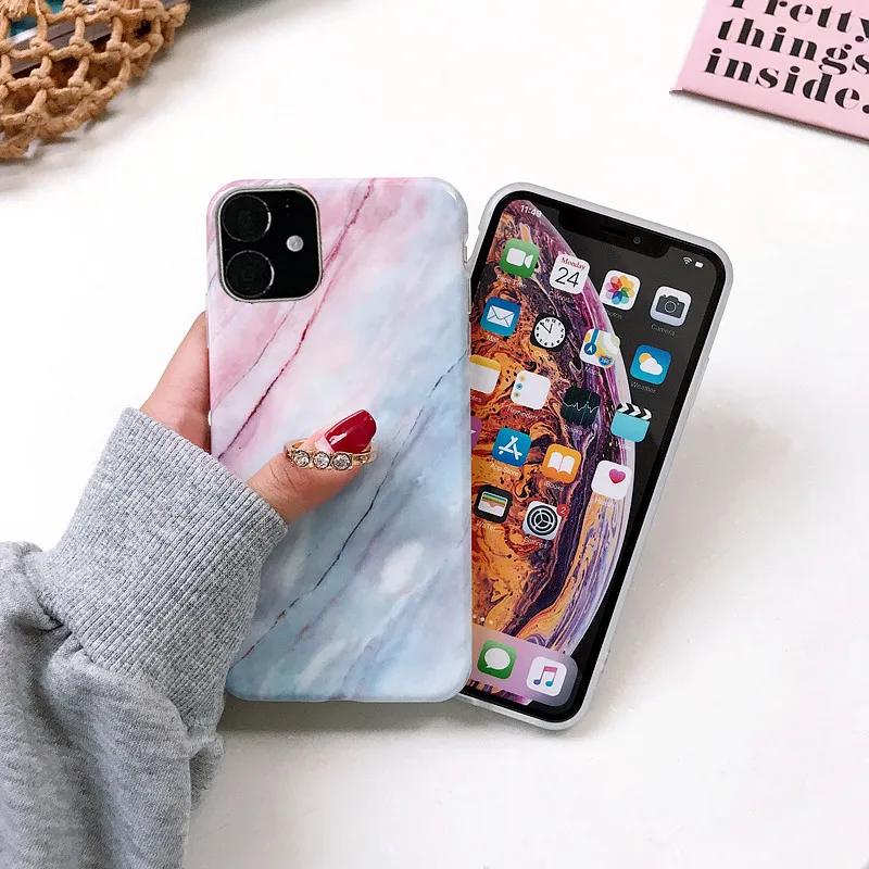 10 шт роскошный мраморный чехол для телефона со стразами для iPhone 11 Pro XR XS max Kickstand кольцо Пряжка Крышка
