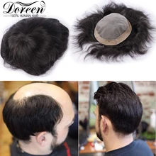 Doreen, европейские Remy человеческие волосы, тонкие, моно, для мужчин, парик, поли покрытие, волосы для мужчин, парики, черные, заменяют мужчин, t система Toupees