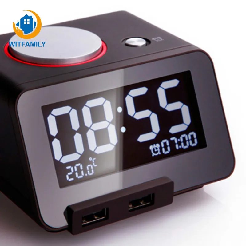 

3.2 Inch Electronic Temperature Alarm Clock LCD Display Time ClockS Electric Bedside Clock with A Charging Port