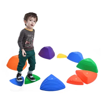 

11 Pieces Balance Stepping Stones for Children Rainbow Crossing River Stone Balance Toy Non-Slip Outdoor Indoor Play Set