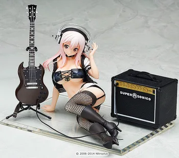 

1pcs anime 1/6 scale Super Sonic with guitar After the party action pvc figure model tall 15cm for collection