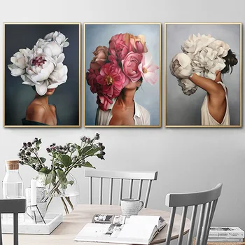 

Feathers Woman Abstract Canvas decorative painting Wall Art Print Poster Picture Decorative Painting Living Room Home Decoration