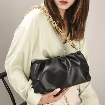 

Chains Women Messenger Bags Clutch Female Soft Leather Handbags High Quality Black White Crossbody Bags brand