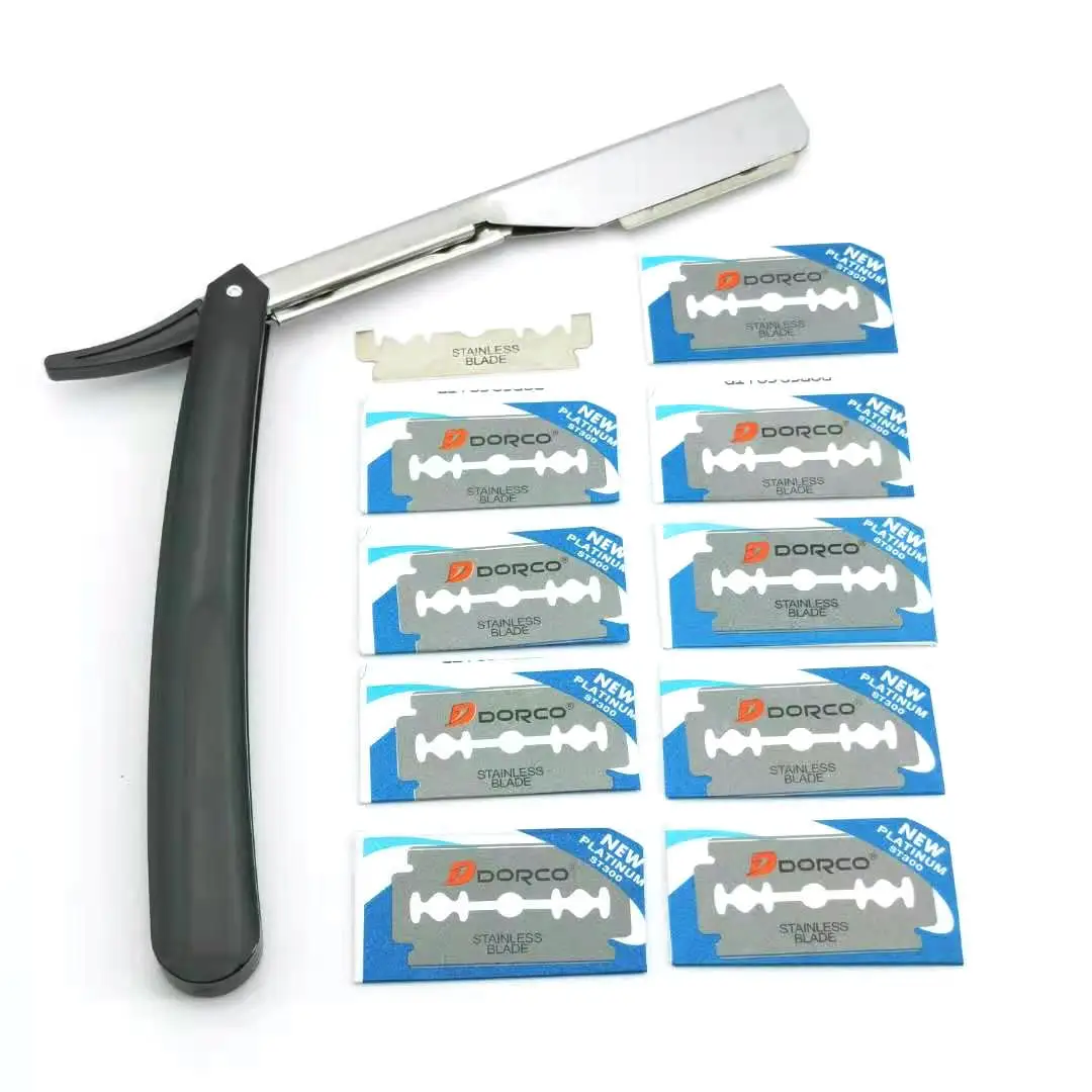 Nuevo borde recto Shaper peluquero maquinilla de afeitar plegable mango ABS de cuchillo Manual Shaver clásico