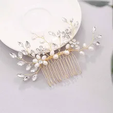 Новая корейская мода ручной работы золото серебро Кристалл Имитация Жемчуга Цветок гребни невесты свадебная фата невесты головные уборы ювелирные изделия