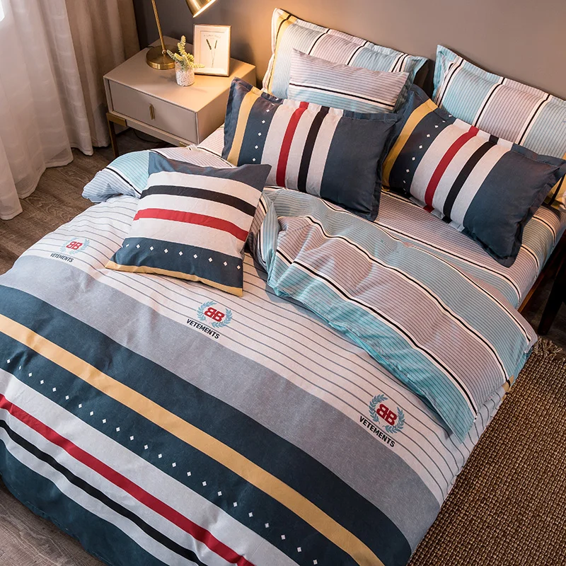 

Twin Single full queen sizes High Quality 3/6pcs Bedding Set Colorful style Bed Linen soft duvet Cover Flat bed sheet pillowcase