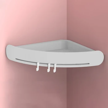 

Kitchen Shower Qrganizer Corner Shelf Bathroom Wall Mounted Storage Punch Free Snap Up Shampoo Plastic Holder