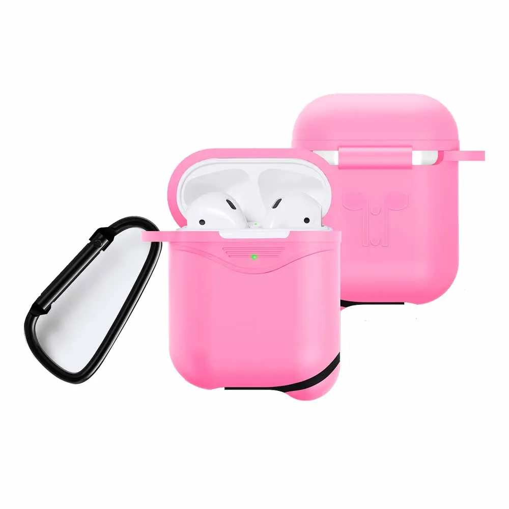 

Silicone TPU Bluetooth Wireless Earphone Case Protective Cover Skin Accessories With Hook For Apple Airpods Shockproof Sleeve