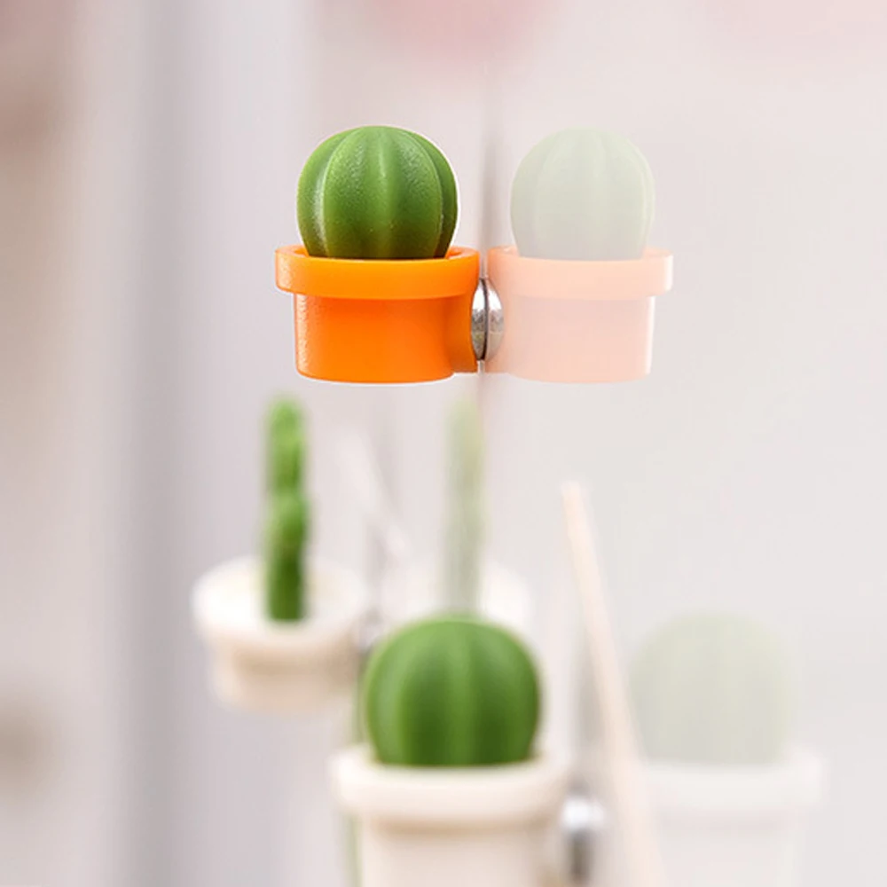 6pcs Cute Succulent Plant Magnet Button Cactus Leaf Fridge Magnet Refrigerator Notice Message Magnets Stickers Home Office Decor