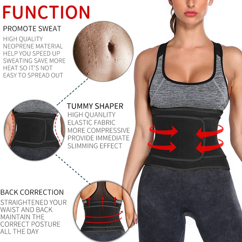 Women Waist Trainer Belly Slimming Sheath Sauna Sweat Trimmer Belt Tummy Control Shapewear Slimmer Sauna Sweat Workout Corset