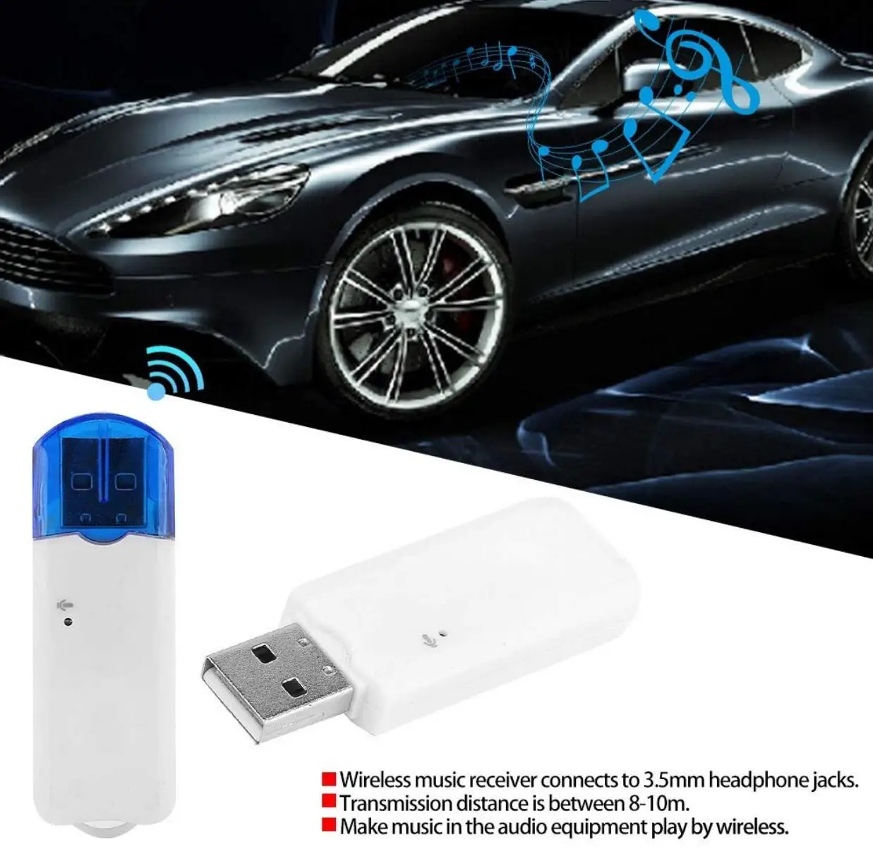 

USB Bluetooth Audio Wireless Receiver Adapter for ssangyong actyon opel zafira a jaguar xf seat leon 5f sorento passat b8