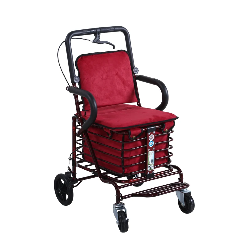  Old-fashioned Folding Portable Portable Old Shopping Cart To Buy Food Small Cart Stroller Four Whee
