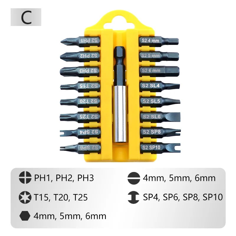 17 шт. Набор отверток с шестигранным хвостовиком 1/4 ''магнитный держатель бит S2 легированная сталь крестообразные шестигранные отвертки
