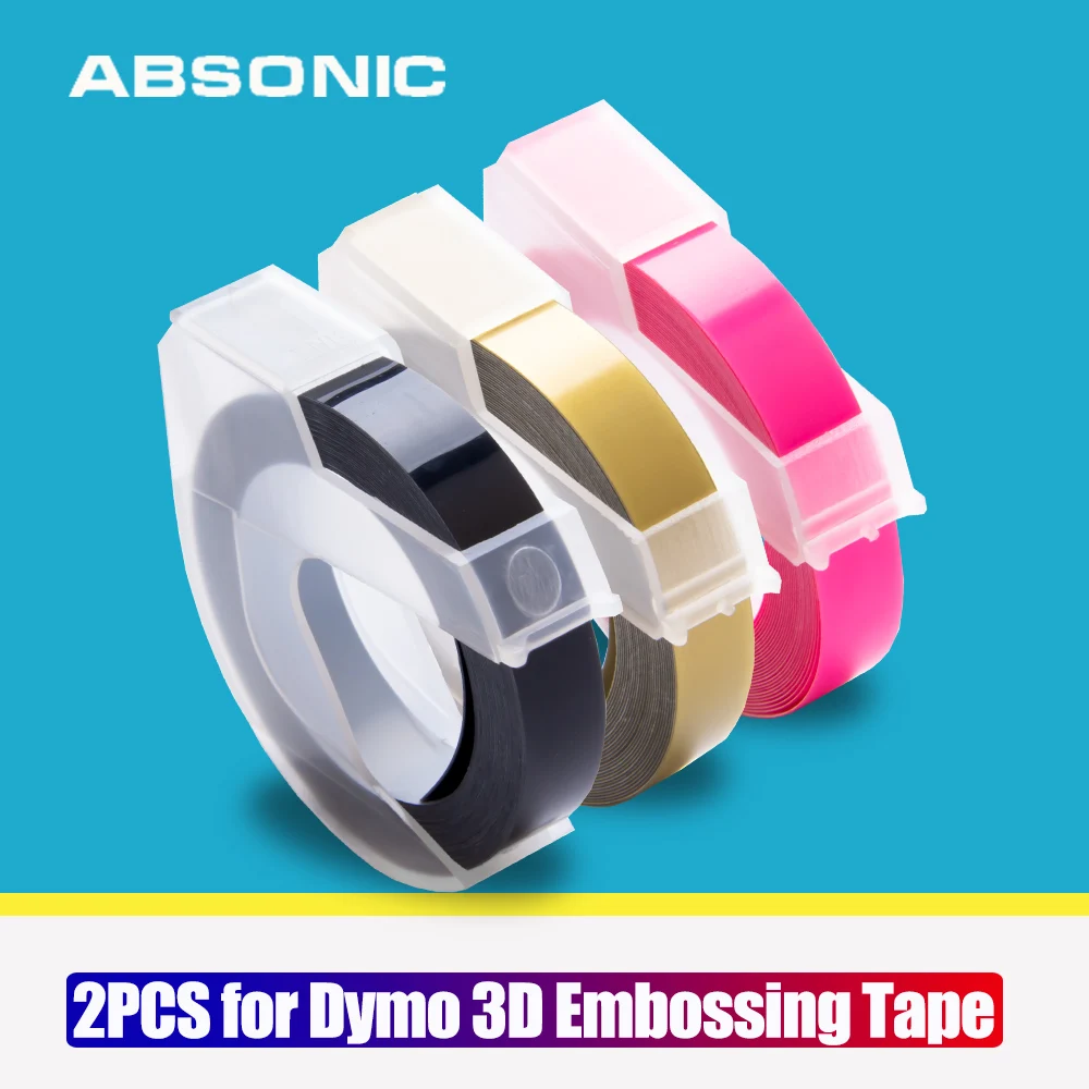 Absonic 2PK 9 мм 3D для тиснения ленты этикеток из ПВХ совместимый с Dymo 1610 1880 12965 ручные