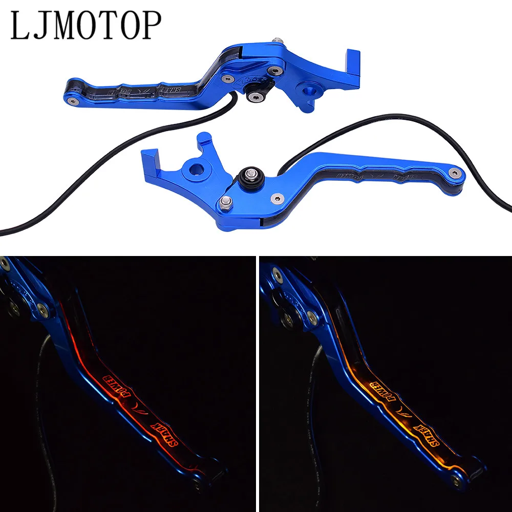Тормозные рычаги для yamaha nmax155 nmax 155 n-max мотоциклетные тормозные рычаги сцепления светодиодные мигающие поворотники - Цвет: Blue