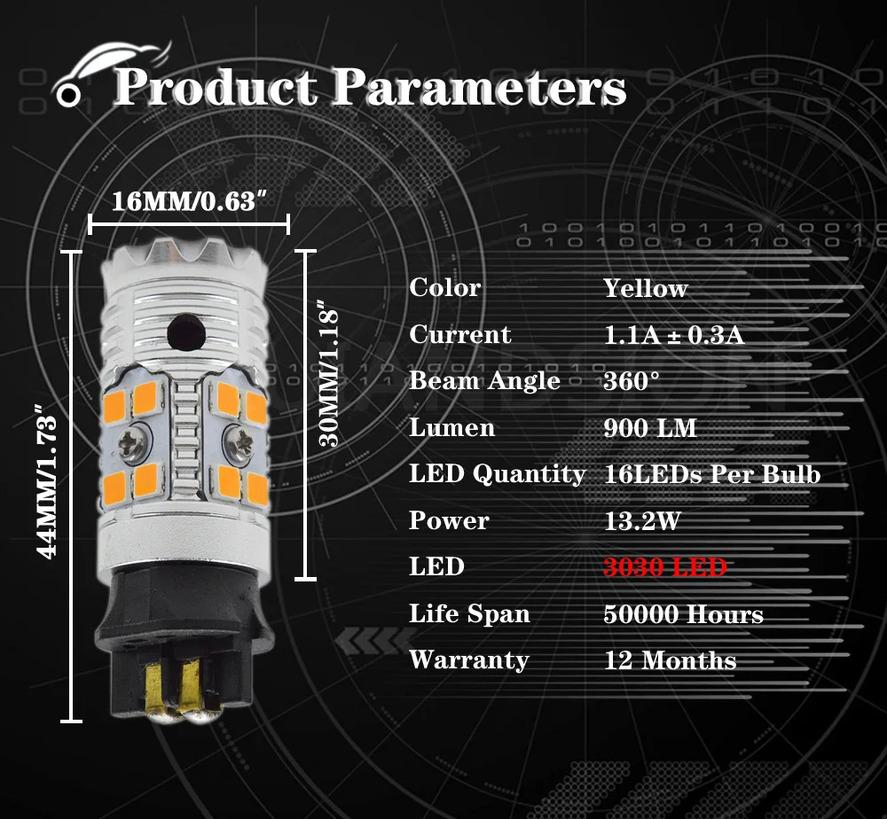 13 Вт желтый Canbus 16-3030SMD PW24W PWY24W светодиодный лампы для Audi A3 A4 A5 Q3 MK7 Golf CC Ford Fusion спереди указатели поворота