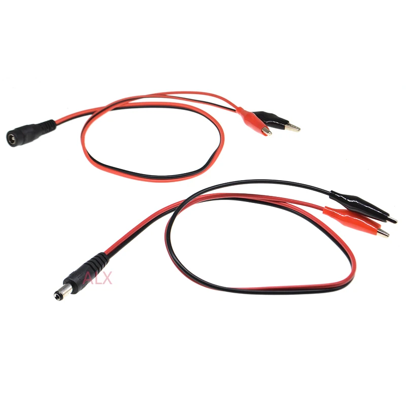 DC Male/Female Jack Connector Power Cable To 2 Alligator Clips 12V 5.5*2.1mm