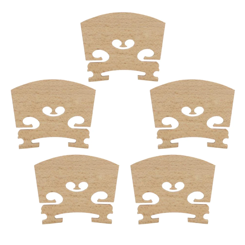 5 Pieces Violin Bridge 4/4 Size for Acoustic Violin Replacement Maple Wood