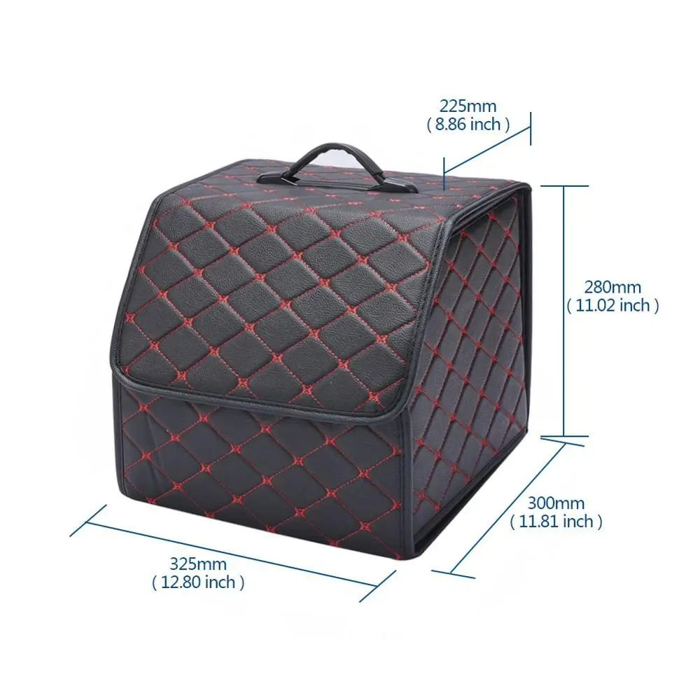 Collapsible Car Trunk Storage Case Cube PU Leather Grid Organizer