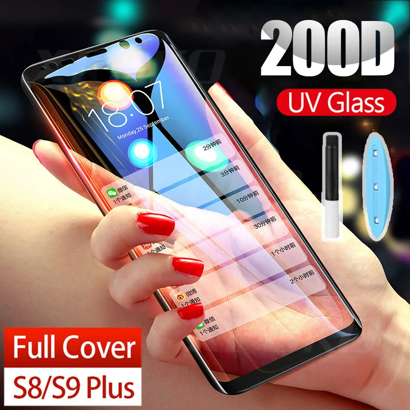 

UV Tempered Glass For Samsung Galaxy S8 S9 S10 Plus S7 Edge 200D Full Liquid Glue Screen Protector For Samsung Note 8 9 10 Plus