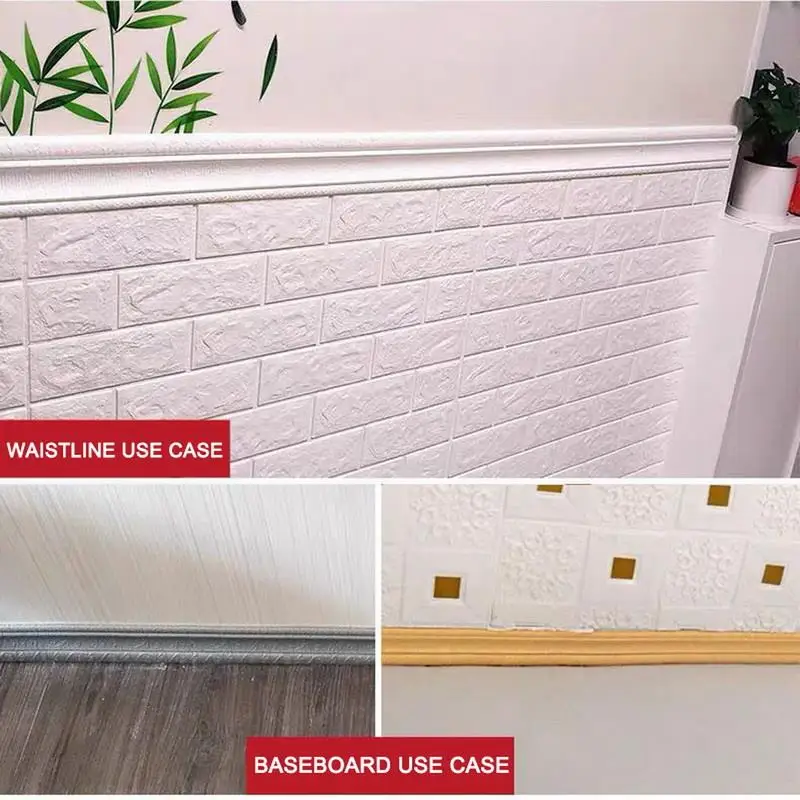 230/115cm 3D Wall Trim Line Skirting Border Self Adhesive Waterproof Baseboard Wallpaper Wall Sticker for Living Room Home Decor,wall stickers,self adhesive wallpaper,self adhesive wall stickers
