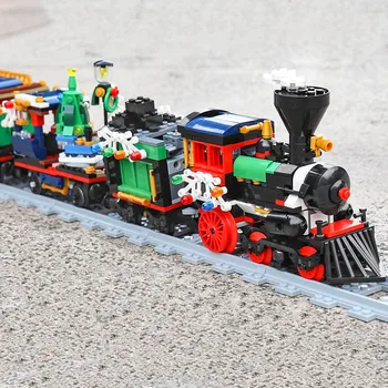

Expert 826pcs Technic Car Retro Steam With Track Building Blocks Model Winter Holiday Train Bricks Christmas Kids Gifts Easter