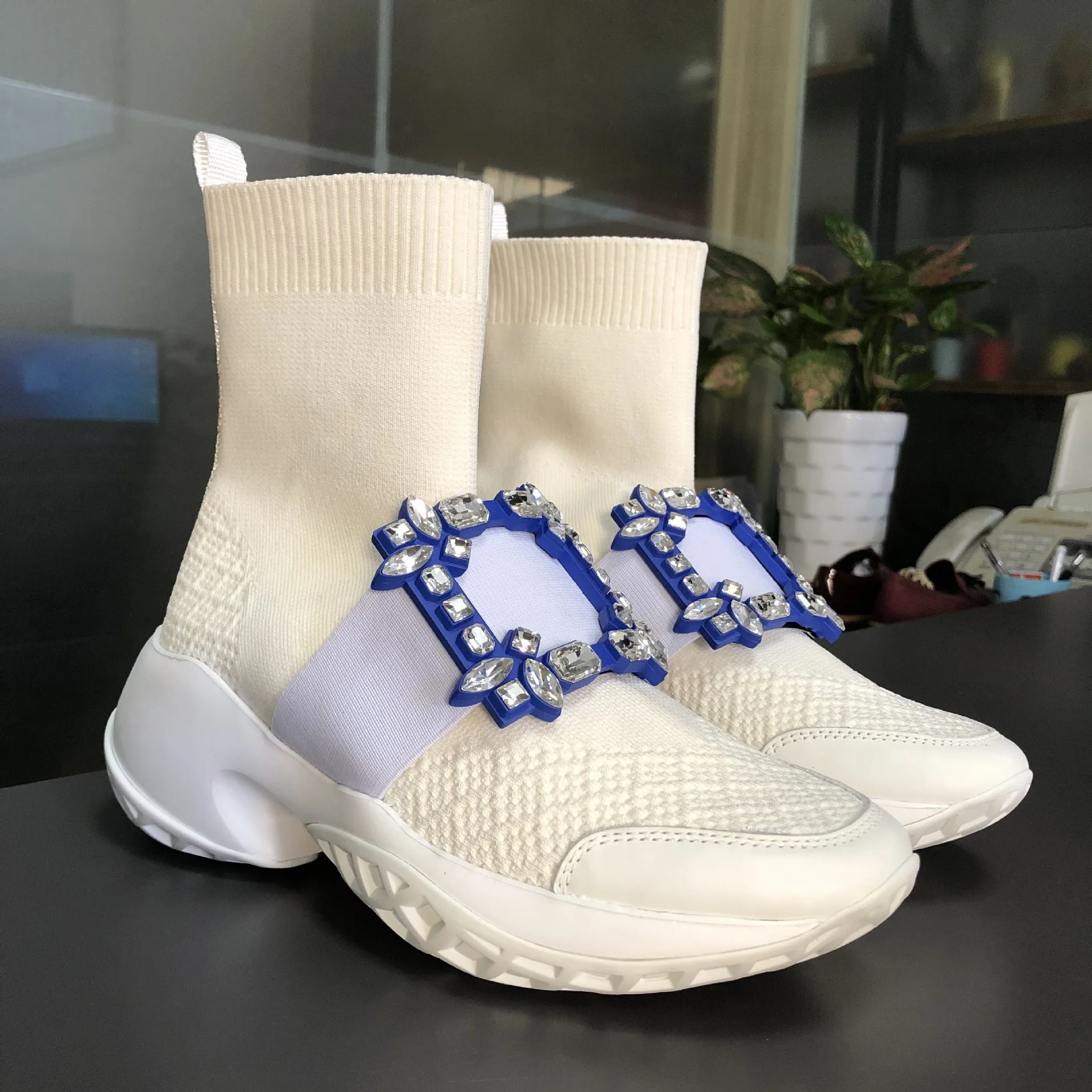 Женские брендовые кроссовки Flyknit с высоким берцем на платформе; повседневная спортивная обувь для бега и прогулок; обувь для тенниса