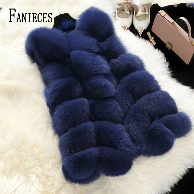 Spring Fall Winter New Fur Imitation Fox Coat Women Long Vest Abrigo Mujer Overwear Bontjas Fourrure Open Stitch | Женская одежда