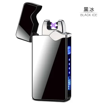 Двойной Arc USB Зажигалка Мощный светодиодный дисплей перезаряжаемый электронный usb-зажигалка сигаретная плазма палсе импульсная электронная зажигалка - Цвет: Black Ice