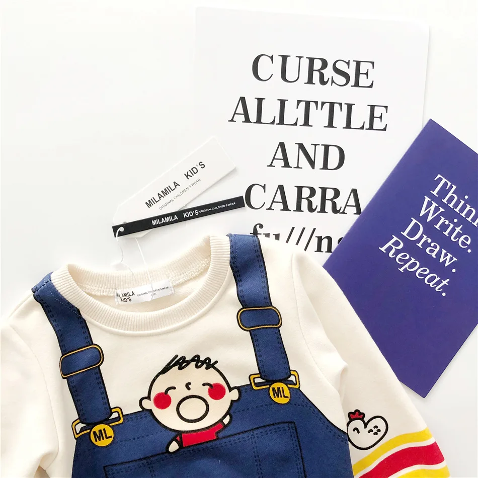Tonytaobaby/Новинка; милая детская одежда с рисунком для мальчиков и девочек; осенние толстовки для мальчиков; свитер для девочек