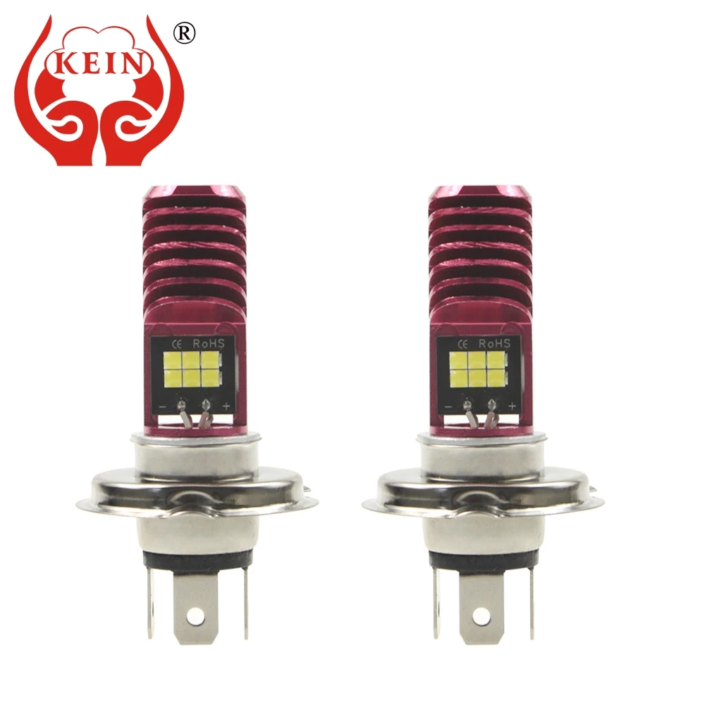KEIN 1pcs Motorcycle Led Light Aviation Aluminum Bulbs H4 BA20D H6 P15D Locomotive Headlamp Scooter Accessories 6000k | Автомобили и
