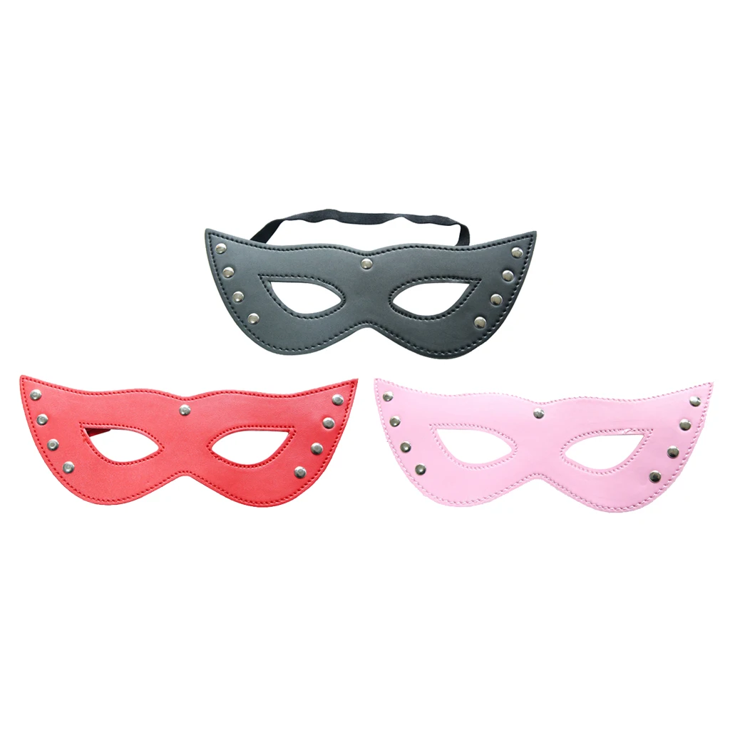 Womens Ladies Fashion and Sexy Lowrie Shaped Eye Mask with Elastic Strap Leather Cosplay Role Play Party Costume 