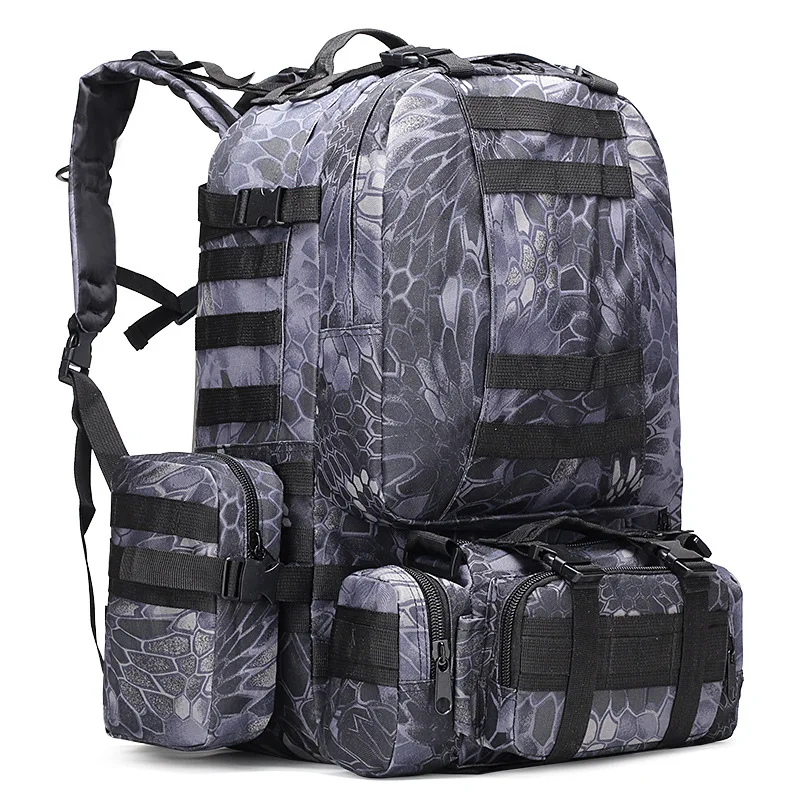 grey 65L многофункциональный военный тактический рюкзак из ткани Оксфорд военный Камуфляжный походный рюкзак большой рюкзак для альпинизма - Цвет: grey