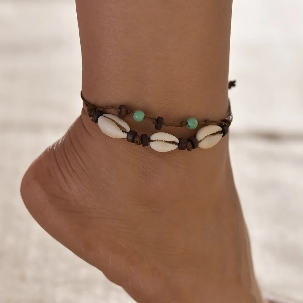 Oly2u Bohemian Green Bead Brown Rope Chain Anklets for Women Natural Sea Shell 2019 New Fashion Foot Bracelets Tobillera Oly2u Bohemian Green Bead Brown Rope Chain Anklets for Women Natural Sea Shell 2019 New Fashion Foot Bracelets Tobillera