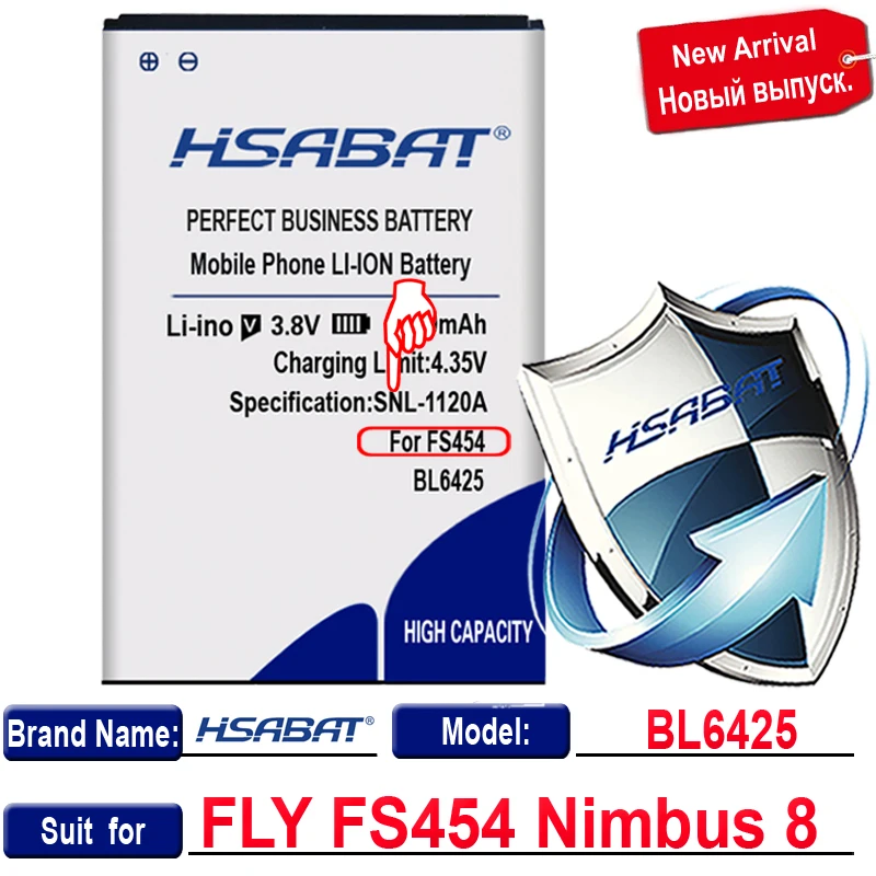Аккумулятор HSABAT 2500 мАч BL6425 для FLY FS454 Nimbus 8|Аккумуляторы мобильных телефонов| |