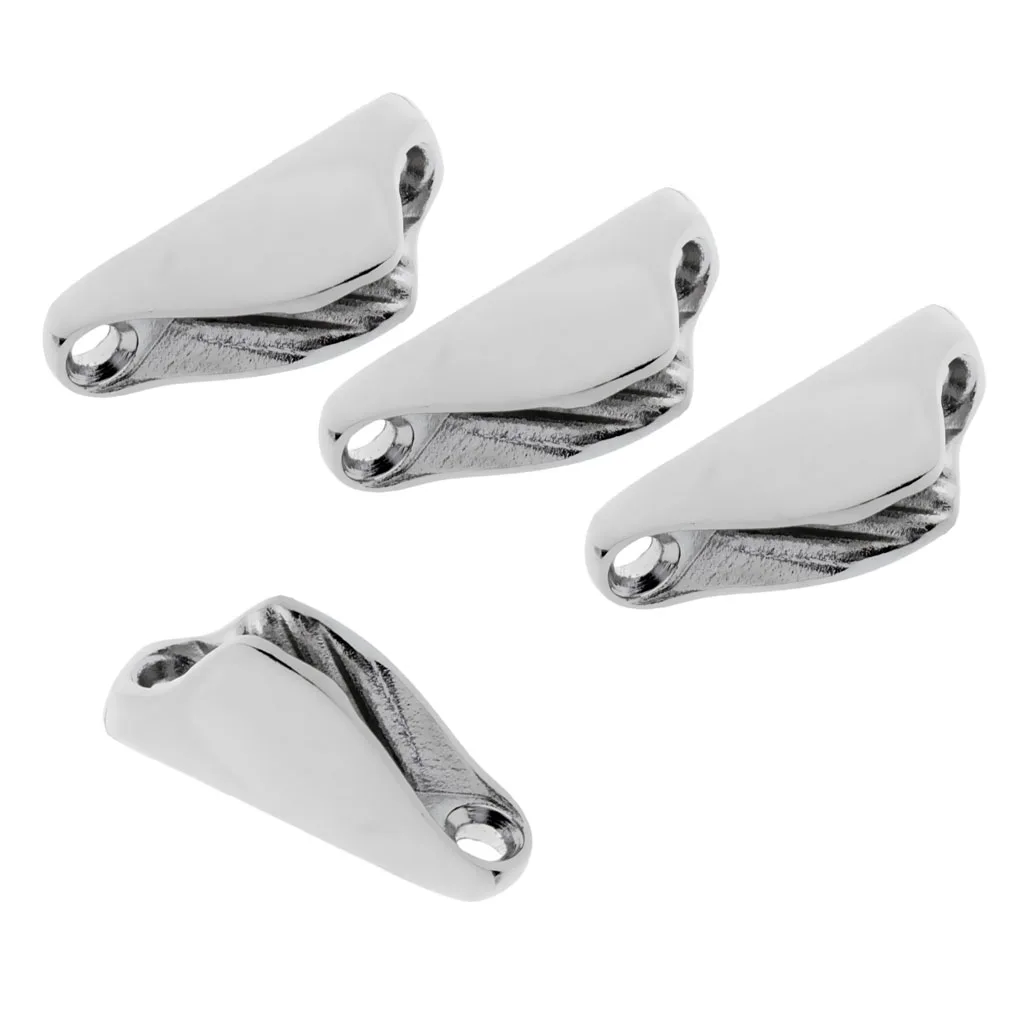 4pcs Mini Boat Sailing Rope Clam Cleat- 316 Marine Grade Stainless Steel 47 x 14 x 17mm