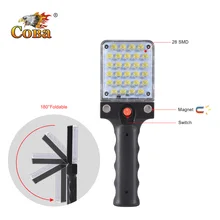 COBA светодиодный рабочий светильник usb Перезаряжаемый встроенный аккумулятор портативный светильник smd магнитный пластиковый корпус вращающийся крючок водонепроницаемый