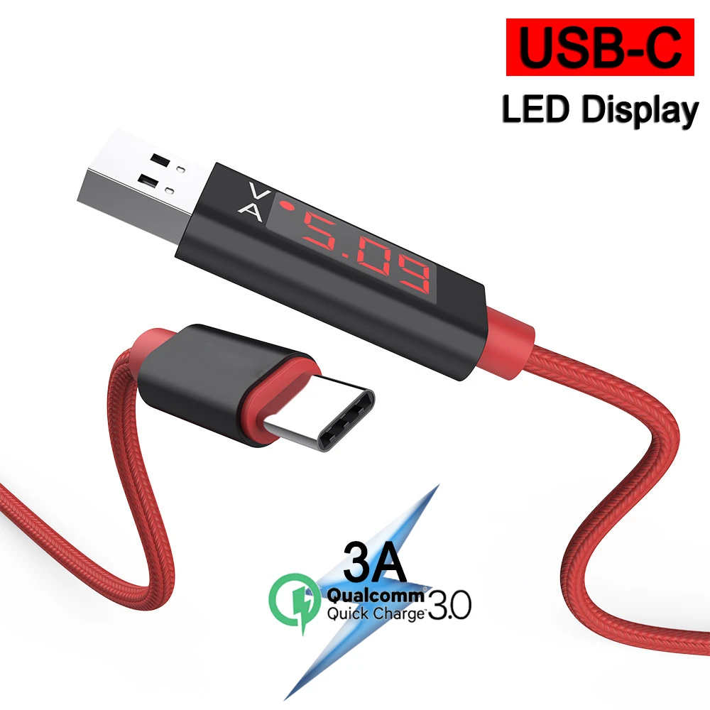 Micro USB зарядный кабель C светодиодный дисплей для быстрой зарядки зарядным
