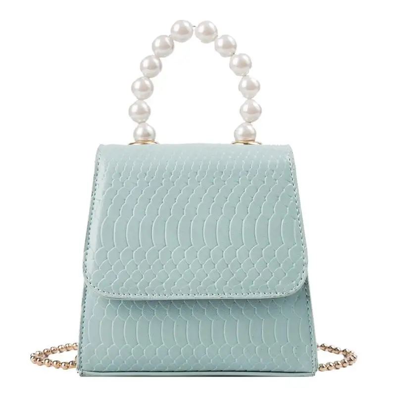 

Crocodile Pattern Pu Leather Crossbody Bags For Women 2020 New Totes With Pearl Handle Mini Chain Shoulder Messenger Bag Purses