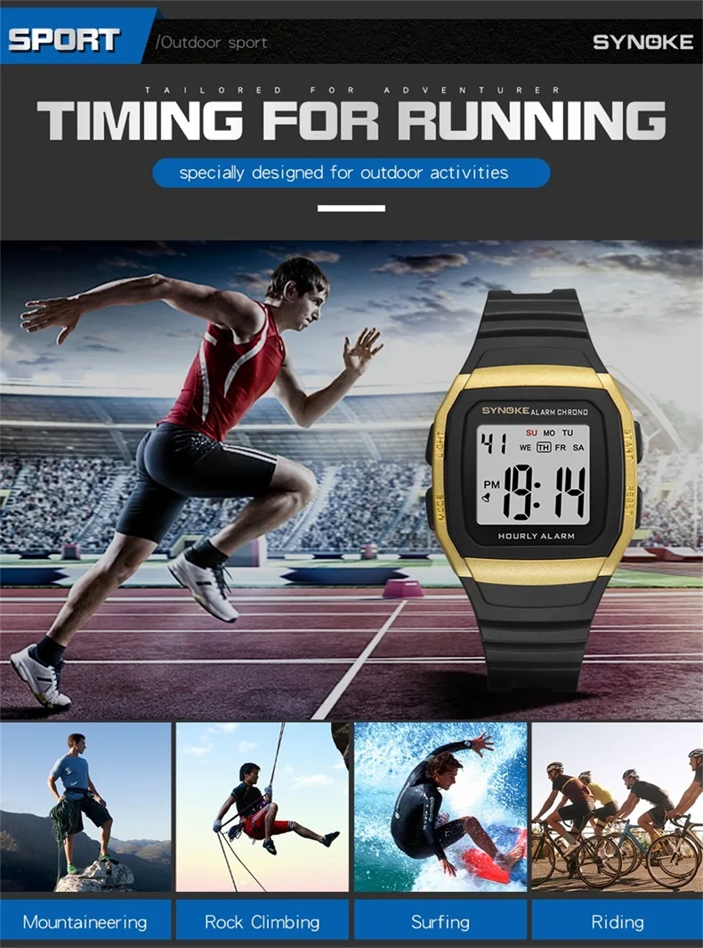 SYNOKE Children's Watches Relogio Multi Functional Sport Electronic Watch Kids Waterproof Student Square Brand Luxury Band Clock