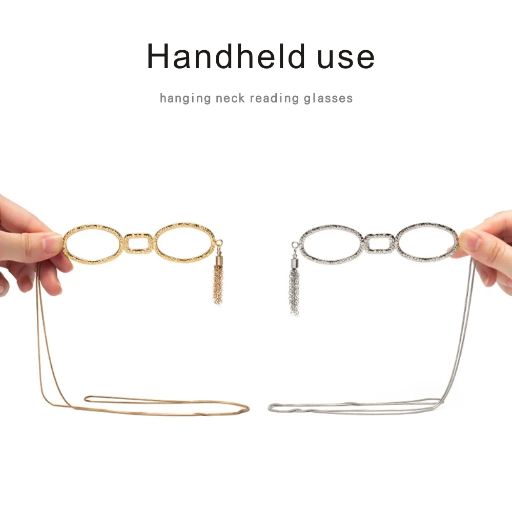 Hanging Neck Reading Glasses Presbyopia Women Alloy Ultra Light Lens Eyewear Presbyopia images - 6
