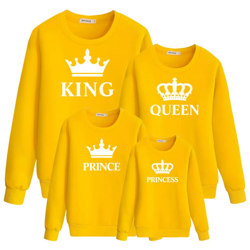 Толстовка «Мама и я»; Семейные комплекты; одежда с принтом «король, королева, принцесса» для мамы и дочки, папы и сына; комплекты одежды - Цвет: Золотой